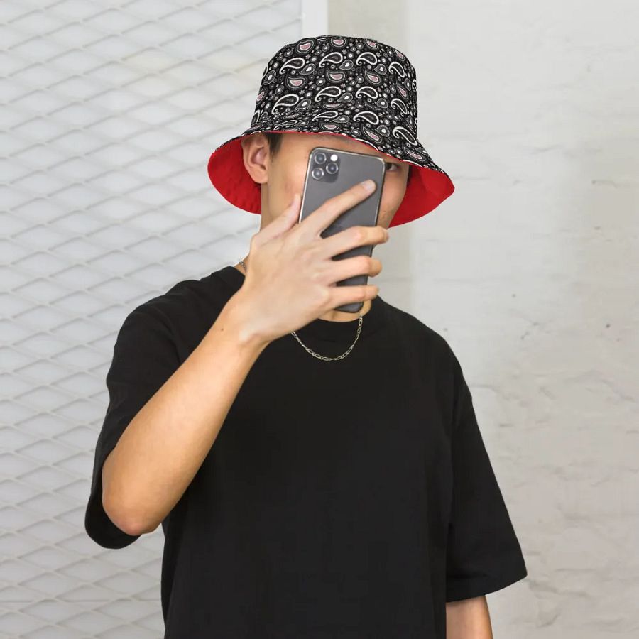 Black Paisley Dreams Reversible Bucket Hat product image (7)