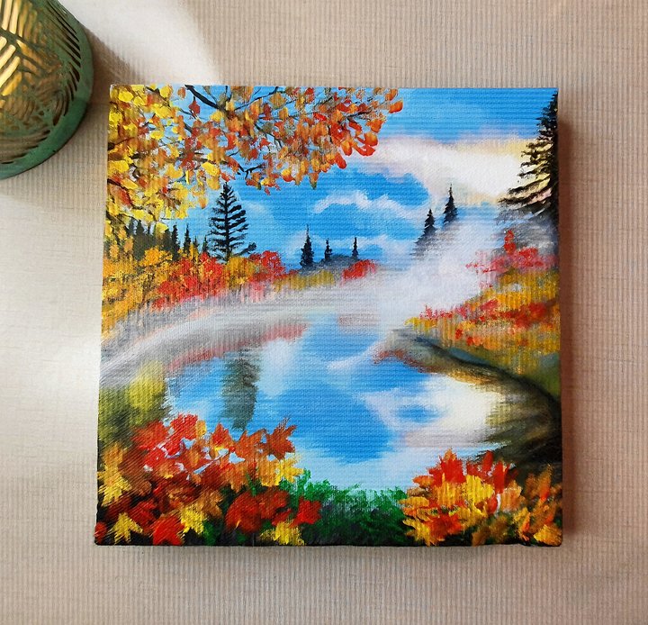 Foggy Autumn Lake Painting product image (1)