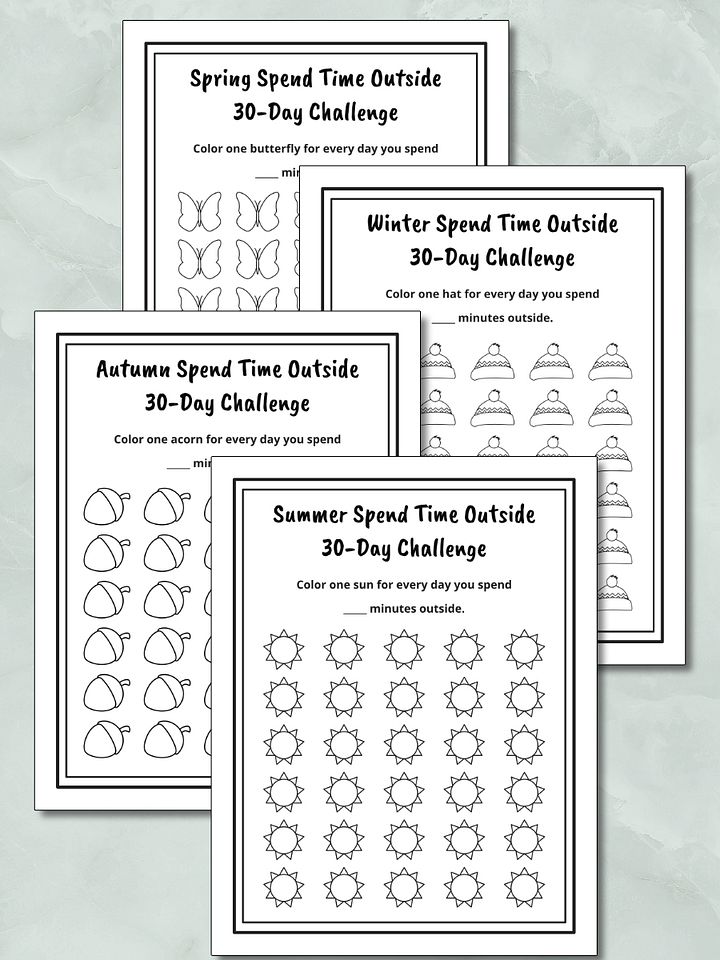 Printable Spend Time Outside – 30-Day Challenge Tracker (4-Season Pack) product image (2)
