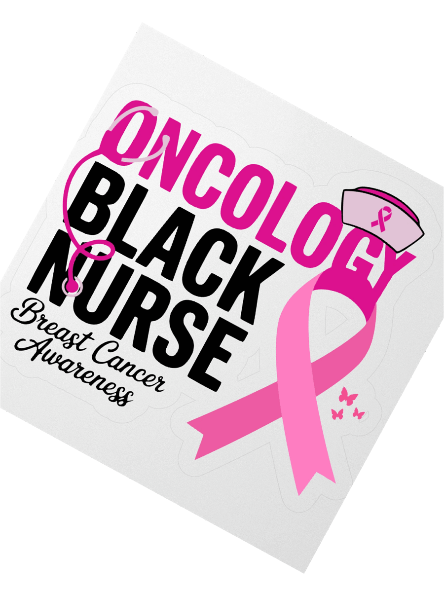 Pink Color Black Nurse Breast Cancer Awareness Sticker - Medical Professional Support Decal | Nursing Pink Ribbon Sticker product image (6)
