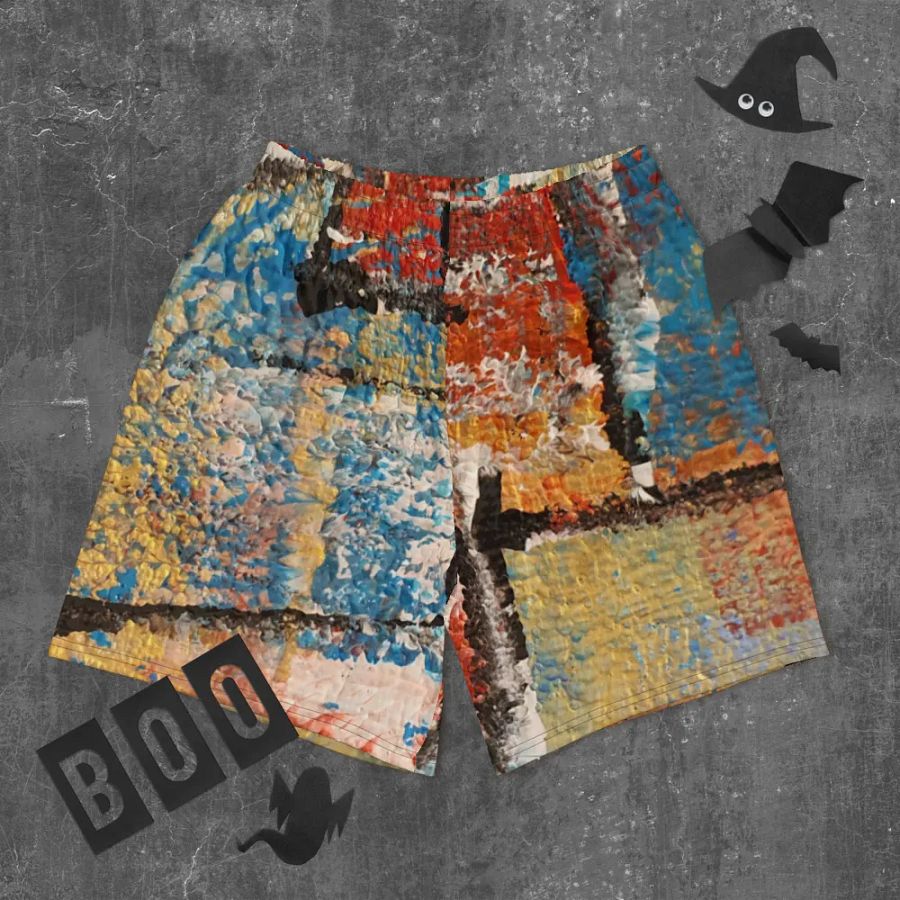 abstract original painting print on shorts product image (12)