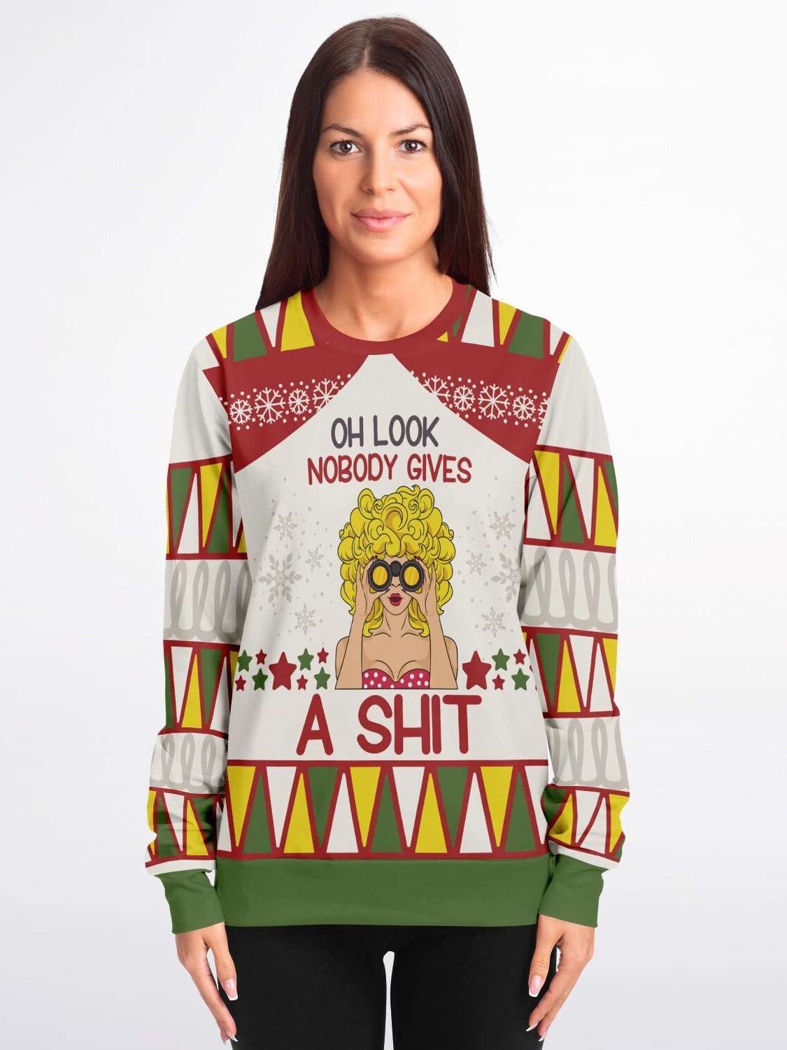 "Oh Look Nobody Gives A Sh*t" Sweatshirt | Sassy Woman Holiday Sweater | Funny Adult Christmas Party Outfit product image (5)