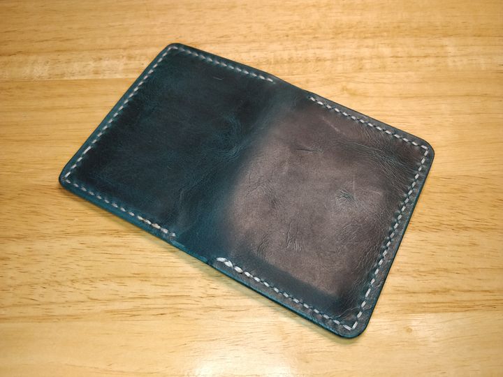Full Grain Card Holder in Italian Turquoise Pull Up Leather V2.0 #0B product image (2)