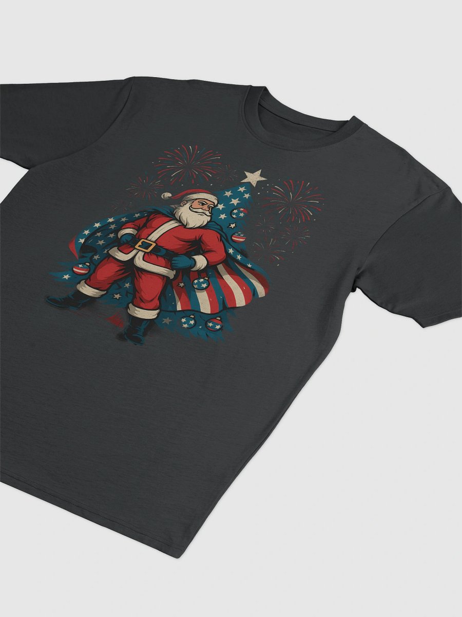 Patriotic Santa Claus American Flag Superhero Christmas Tree Men's Tee product image (8)