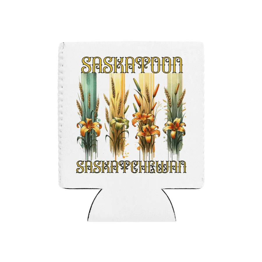 Saskatoon Saskatchewan 4 Vertical Tiger Lily Wheat Vintage Can Cooler product image (1)