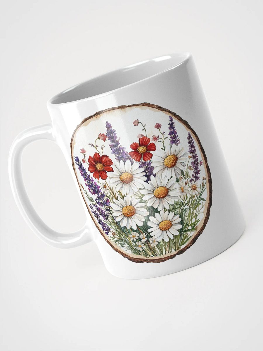 Red & White Wildflower Round Wood Art Ceramic Mug product image (3)