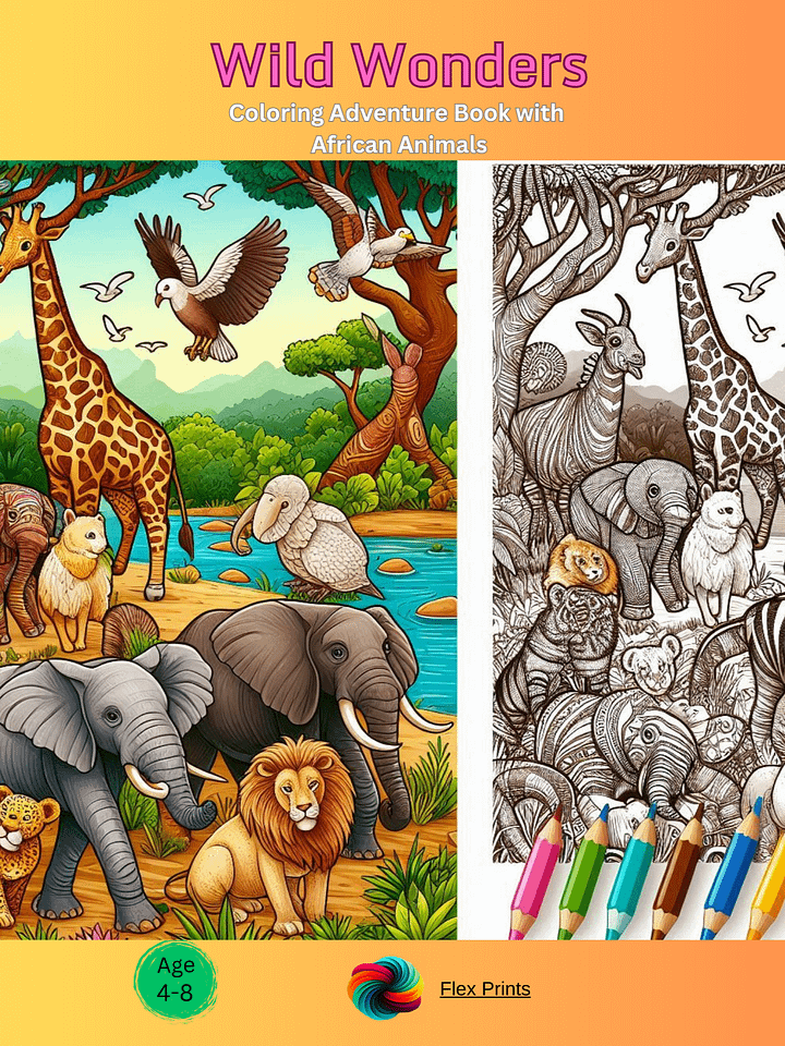 Coloring book,African animals. 40 Pages product image (1)
