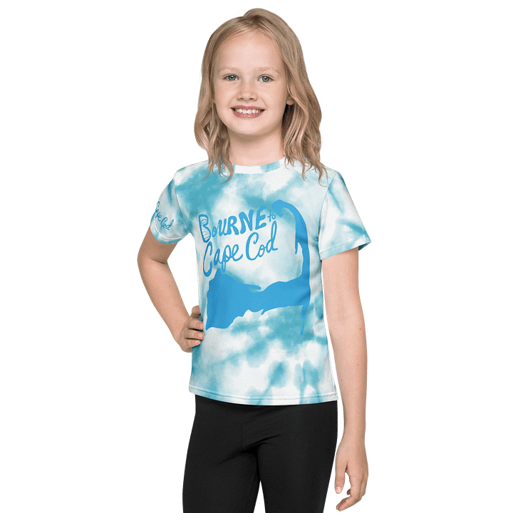 Girls' | Little Kids T-Shirt | BOURNE to Cape Cod™ | Vibrant Coastal Tee for Kids | Blue Logo on Blue Tie-Dye product image (1)