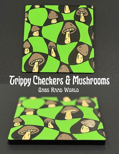 Green, Trippy & Checkered Background ~ Hand Painted Ceramic Coaster 💚🍄‍🟫

This piece is an original. It can be purchased as a...