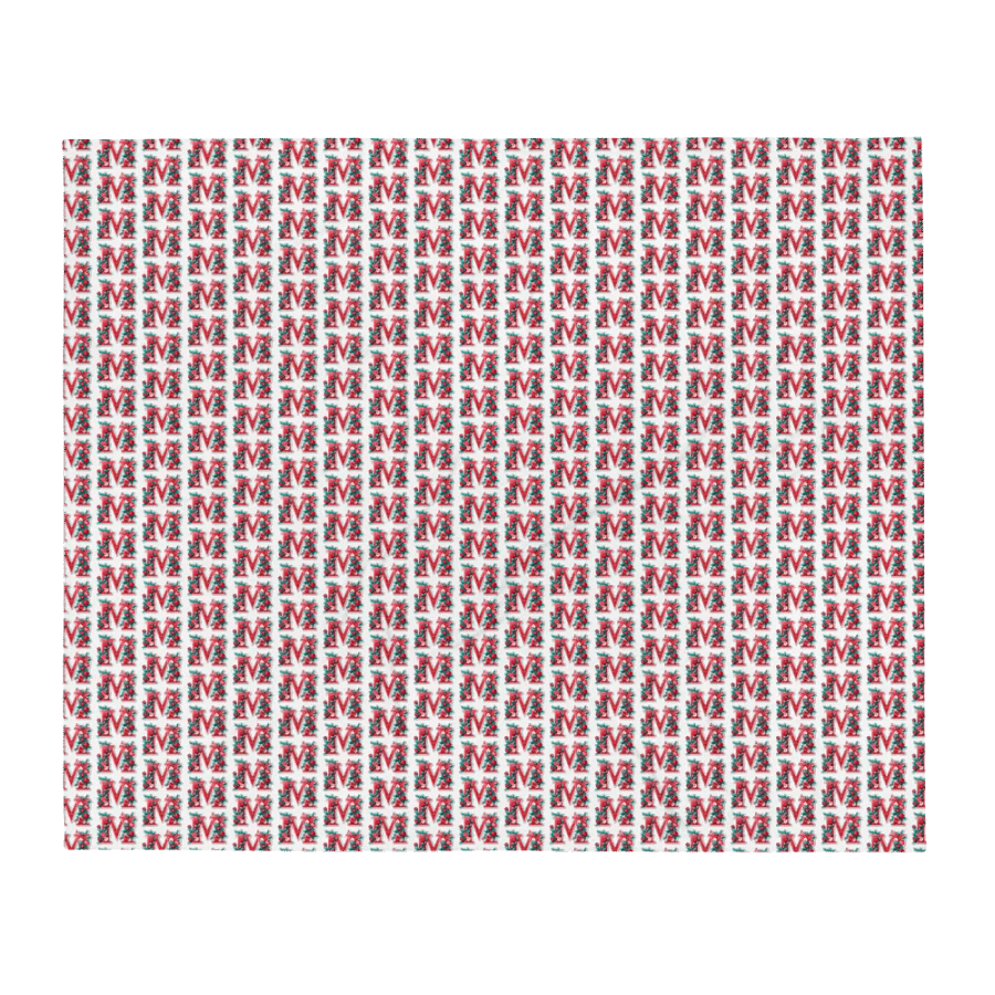 Valentine’s Monogram Letter M(2) White Blanket product image (2)