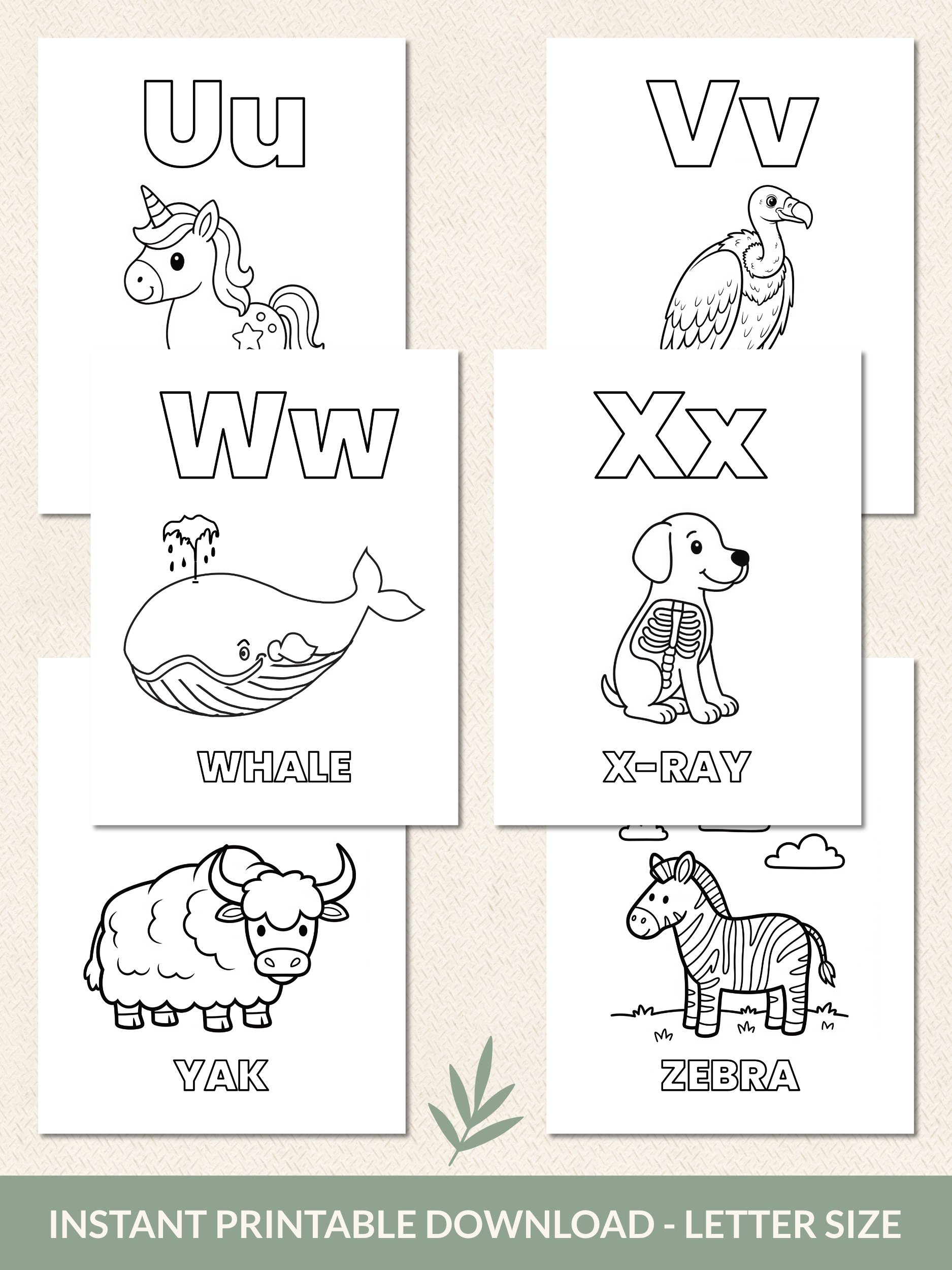 Printable Animal Alphabet Coloring Pages – 26 Fun & Easy Designs For Kids product image (6)