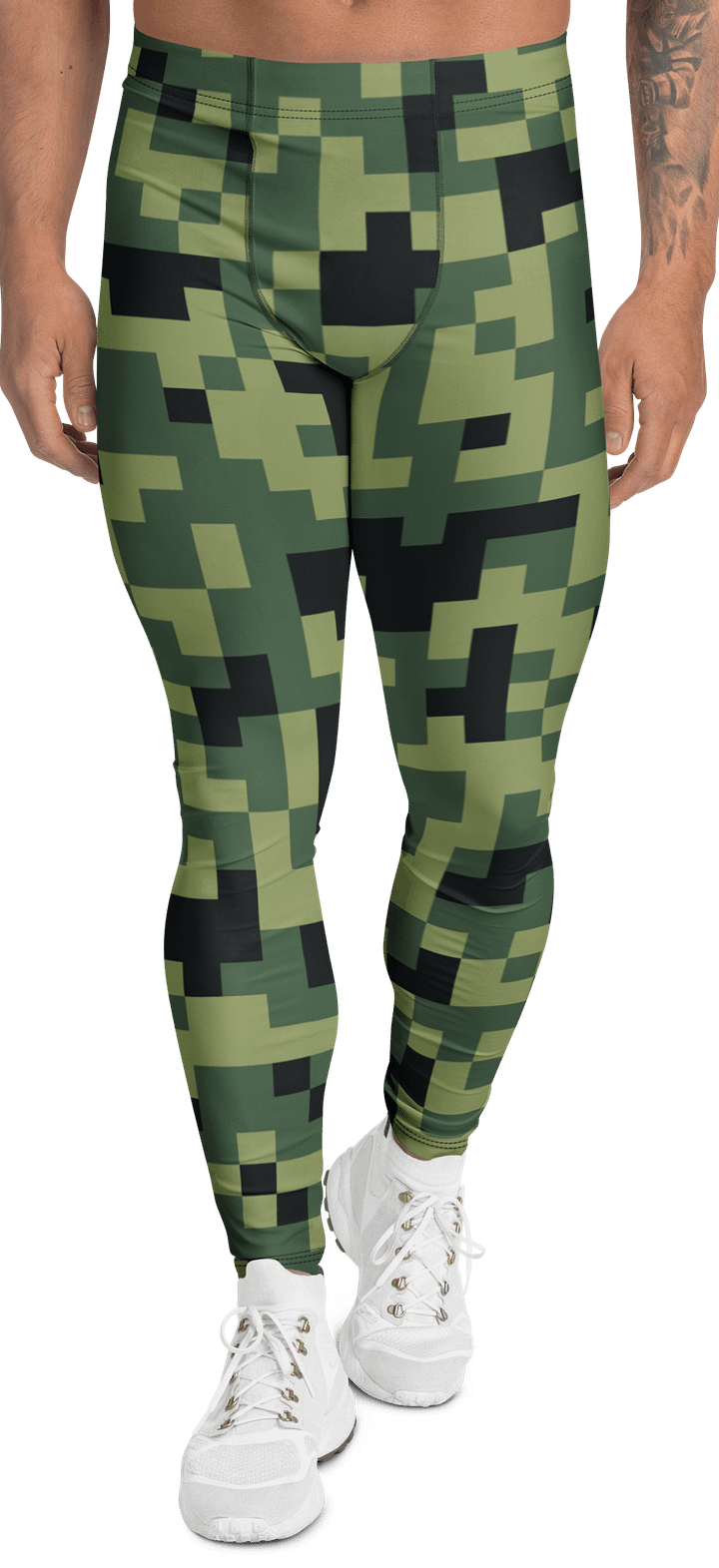 Military Green Camouflage Pixels Camo Pattern Men's Leggings product image (1)