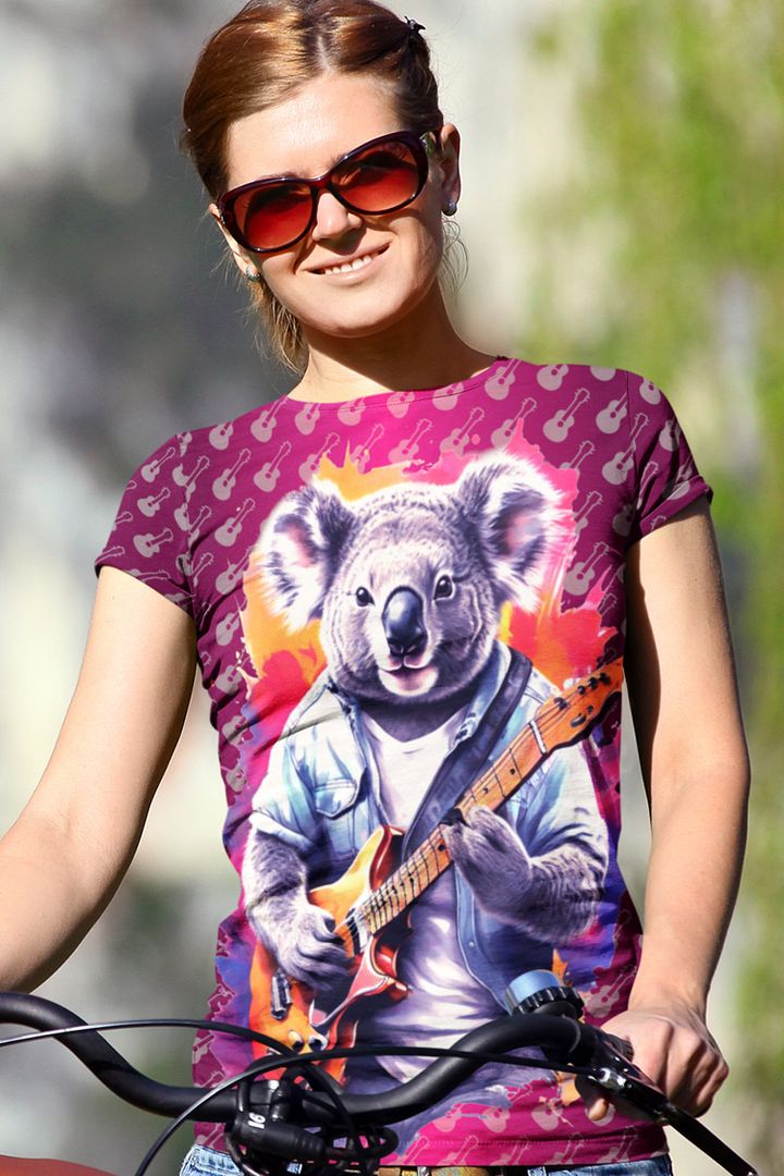 Cool Koala Playing Guitar All Over Print T-shirt product image (1)
