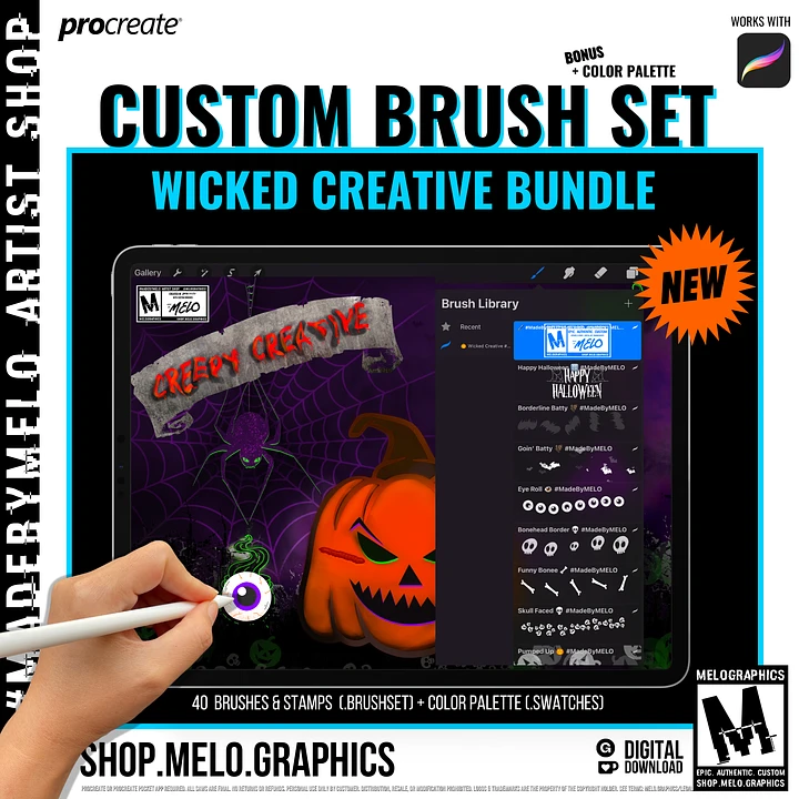 Wicked Creative Procreate Brush Set & Color Palette Bundle [Halloween] | #MadeByMELO product image (1)