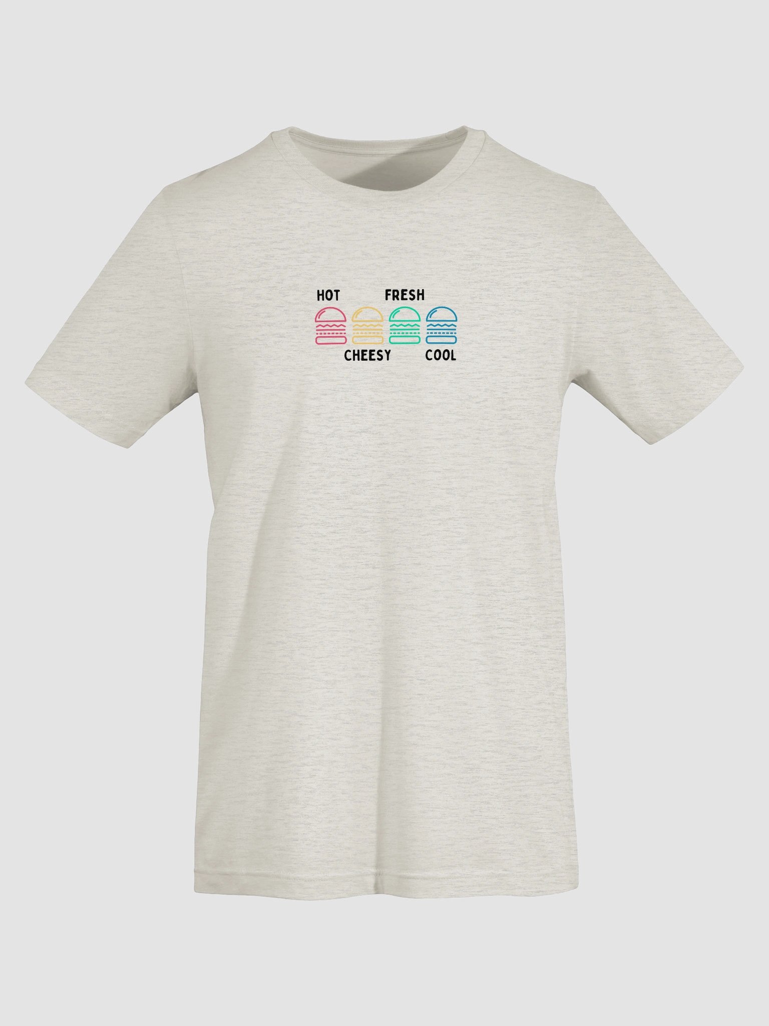 Hot, Cheesy, Fresh & Cool — Color Pop Burger T-Shirt product image (79)