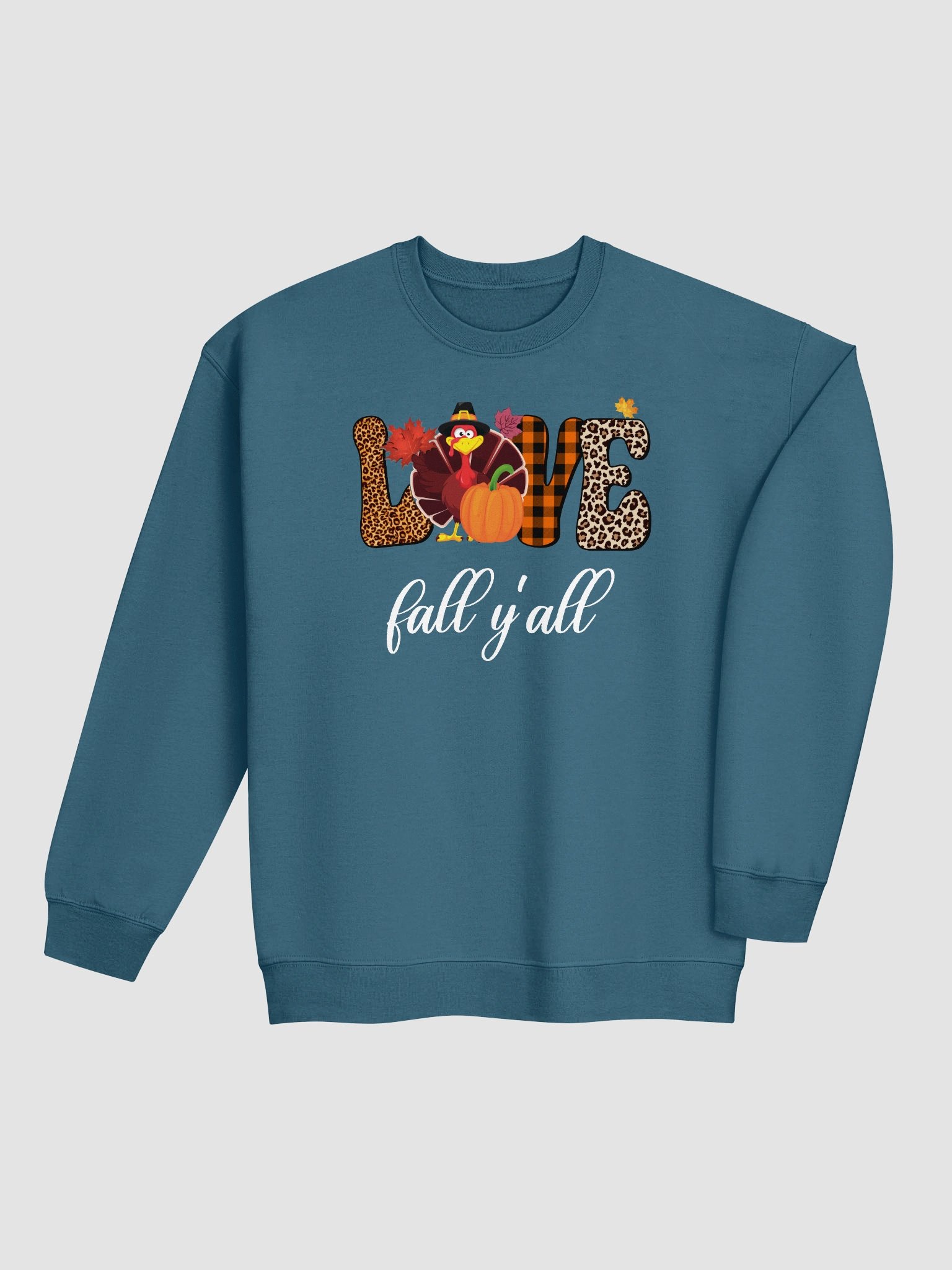 Love Fall Y'all Turkey Pumpkin Crewneck Sweatshirt product image (5)