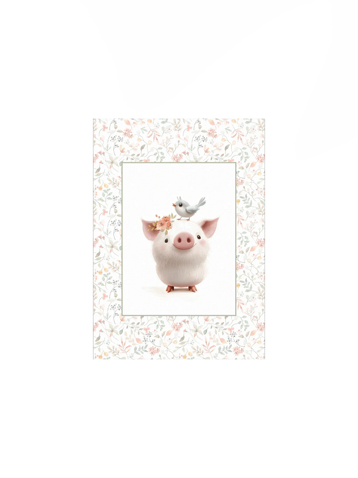 Cute Pig and Watercolor Floral Print product image (2)