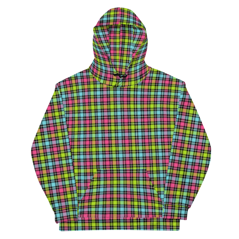 Neon Checkered Plaid Hoodie product image (6)