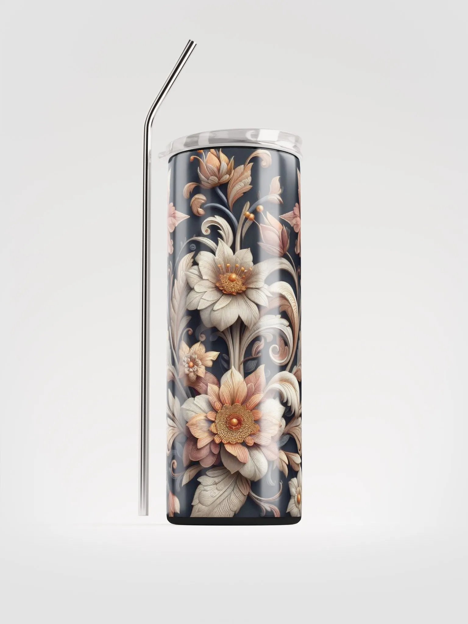 Vintage Floral Stainless Steel Tumbler - Eco-Chic Sipper Delight product image (1)