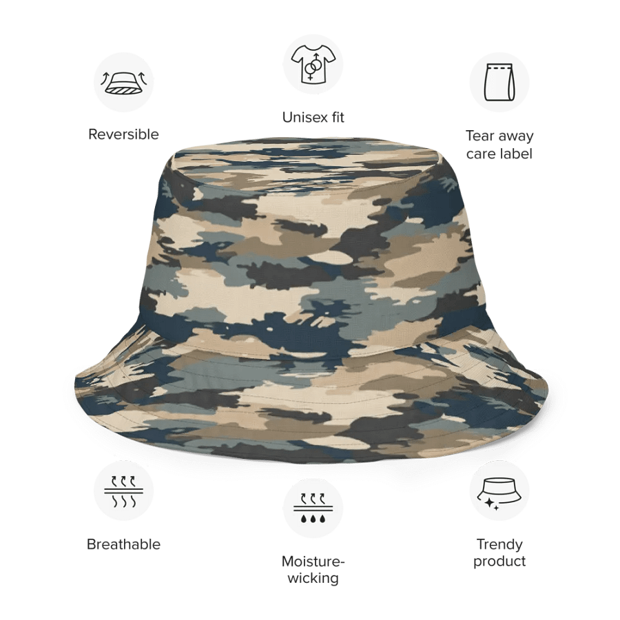 Camouflage Navy Reversible Bucket Hat product image (8)