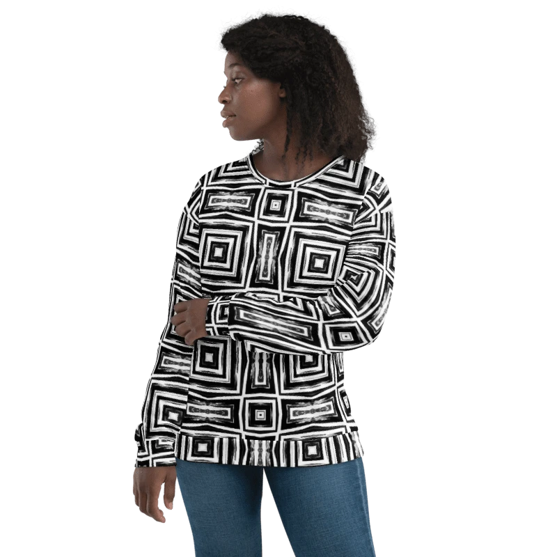 Abstract Monochrome Repeating Pattern Unisex All Over Print Sweatshirt product image (15)