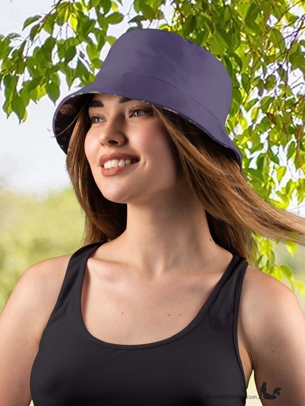 Hedgehogs Reversible Bucket Hat in Hedgehogs on Plum and Solid Plum product image (5)