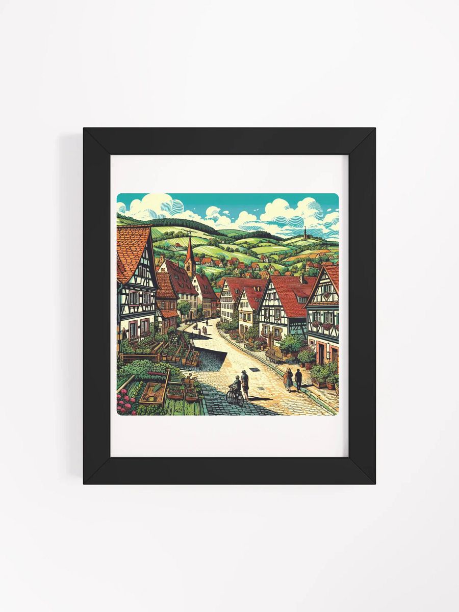 European Village Charm Framed Poster | AI Work Stuttgart city product image (39)