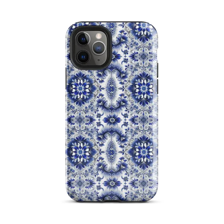 Tough Phone Case for iPhone® - Intricate Blue and White Floral Design product image (2)
