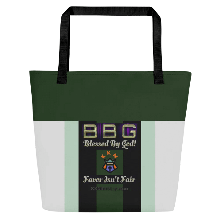 Green and Black Striped BBG Tote Bag with Pocket product image (1)