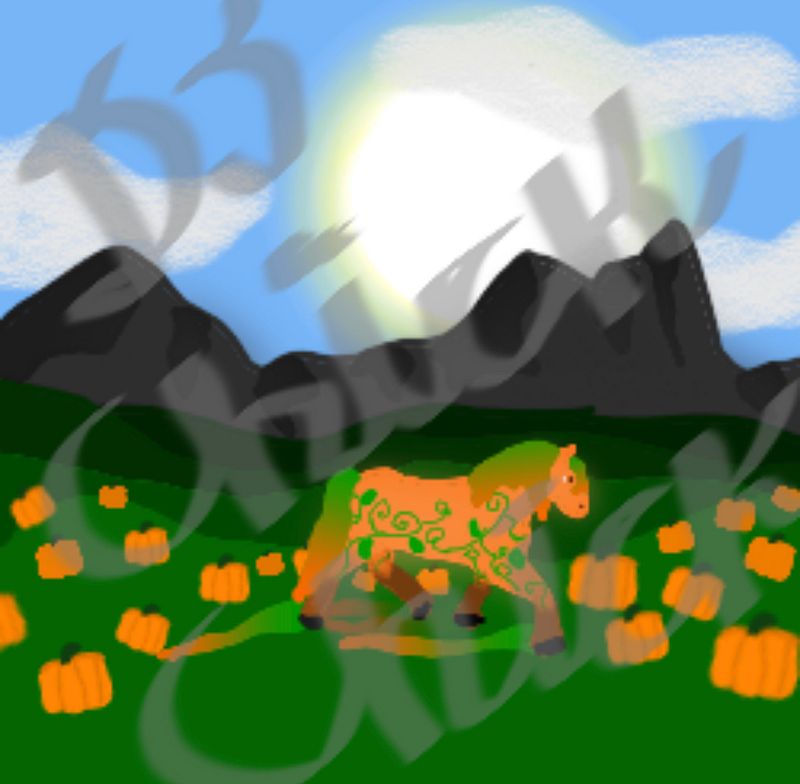WHI Digital Drawings-Pumpkin Patch Percheron