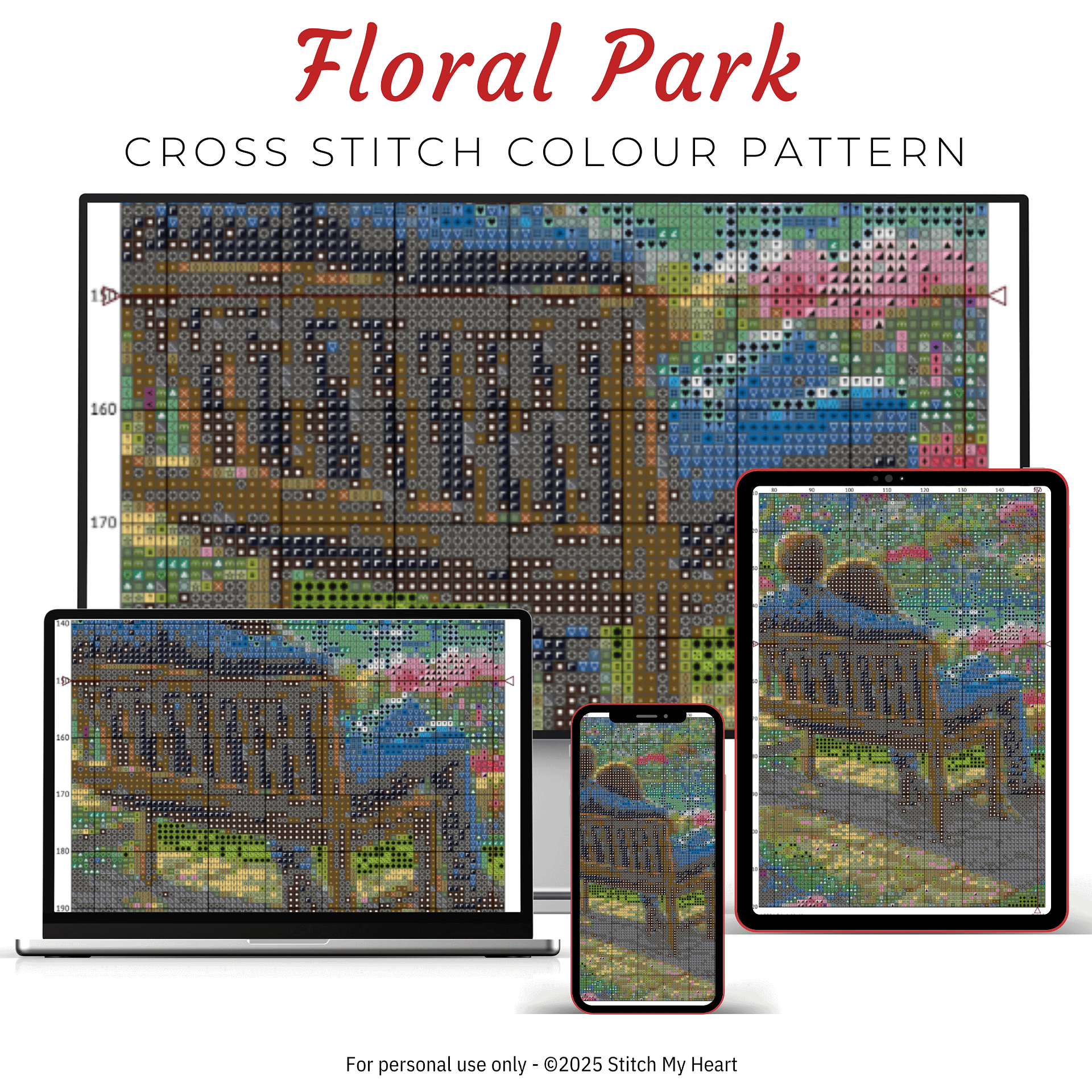 Floral Park Cross Stitch Pattern product image (3)