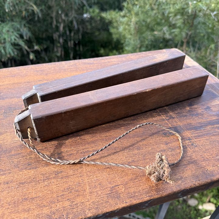 🎎 Antique Japanese Fire Watch Clappers – Edo/Showa Period Sounding Wood | Japan Antique Roadshow product image (1)