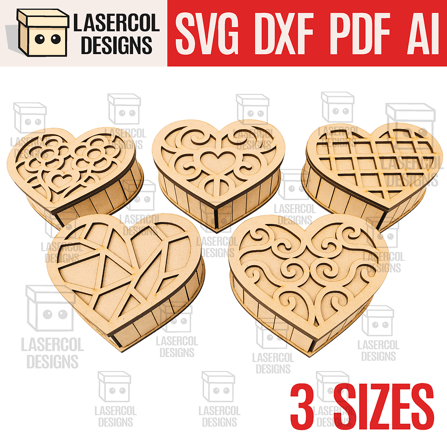 Heart Shaped Boxes Bundle - Laser Cut Files product image (3)