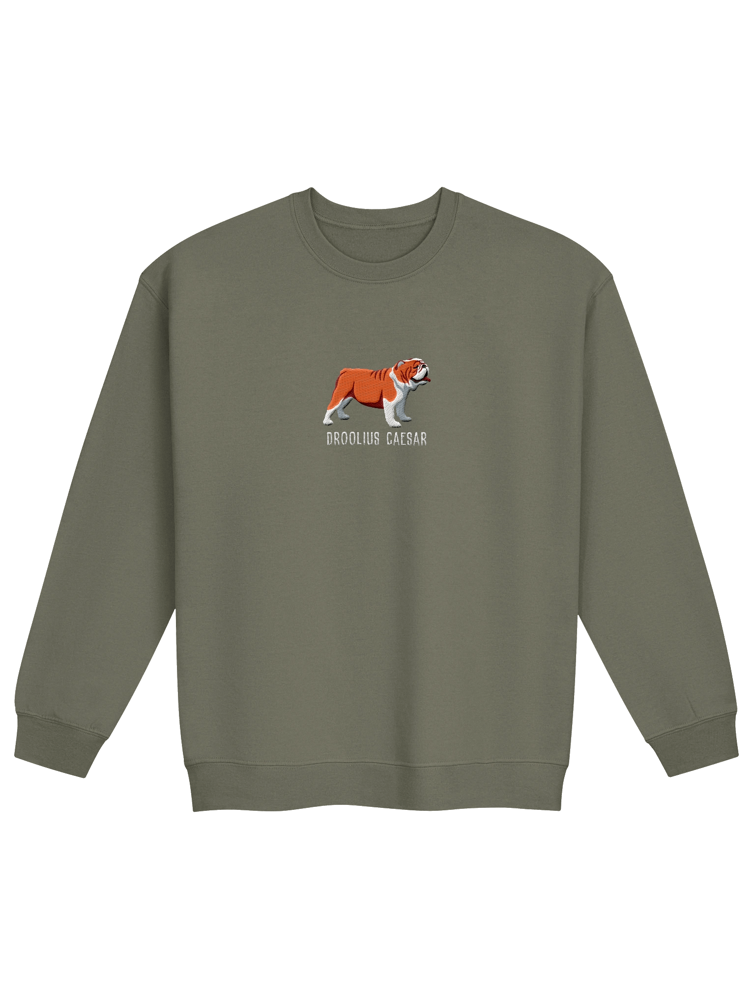 Droolius Caesar Sweatshirt (Embroidered) of an English Bulldog(Red & White) product image (17)