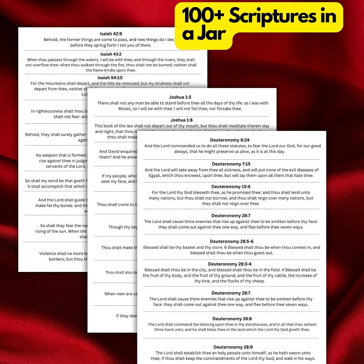 Scriptures in a Jar Printable DIY | Bible verses to make your own scriptures in a jar. 100+ scriptures ready to print and cut product image (1)
