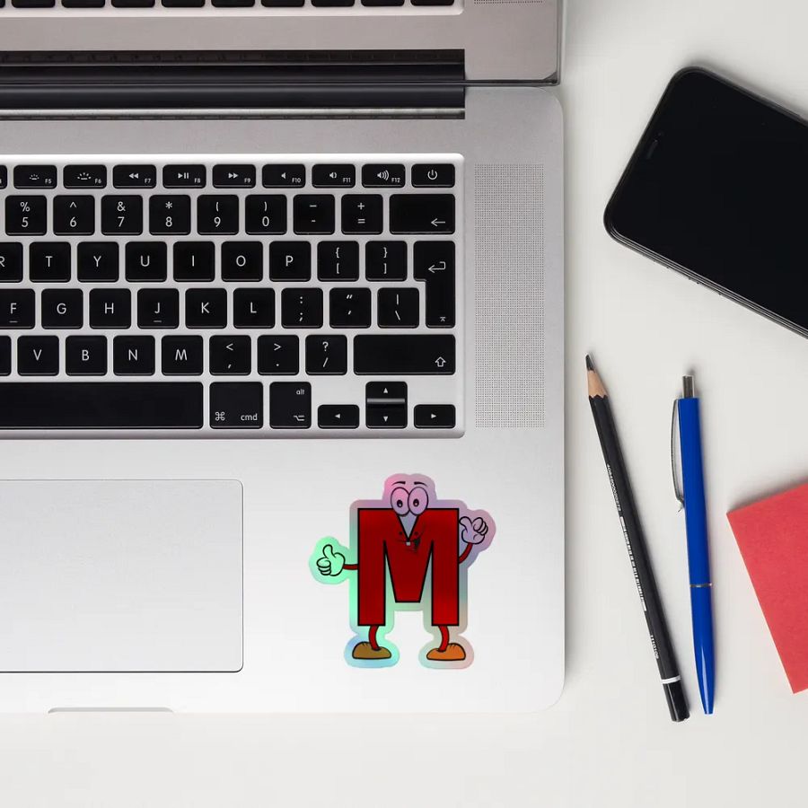 M Letter Cartoon Character Holographic Sticker product image (10)