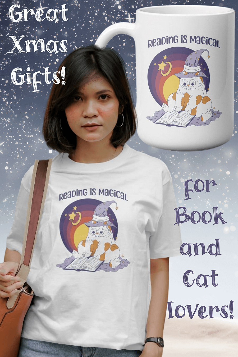 Reading Is Magical Adorable Cat Reading a Book product image (1)