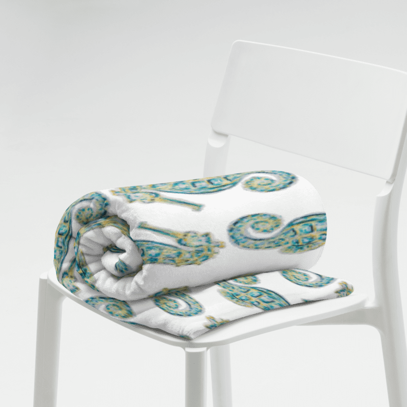 Painted Seahorses on White | Cozy Coastal Throw Blanket | by Monique Faella Designs™ product image (9)