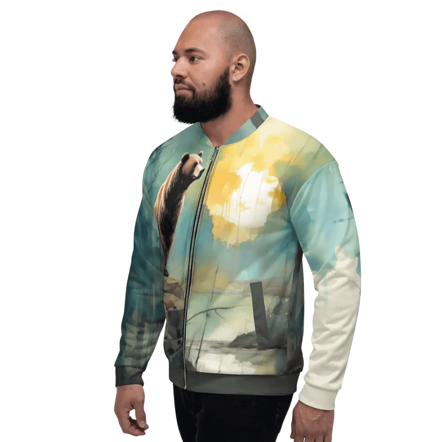 All-Over Print Bomber Jacket by Sublicolor 144/Bear in the Forest product image (4)