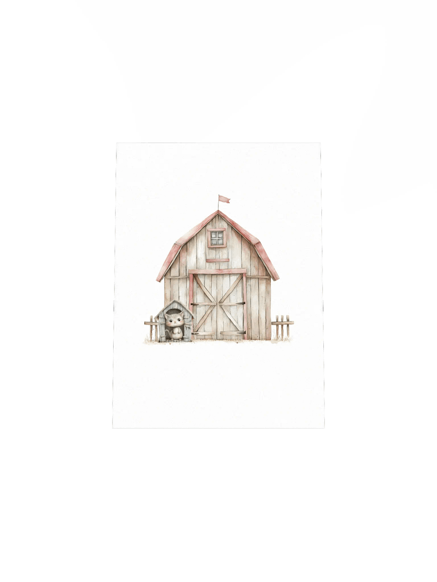 Watercolor Barnyard Cat Nursery Decor Print product image (5)