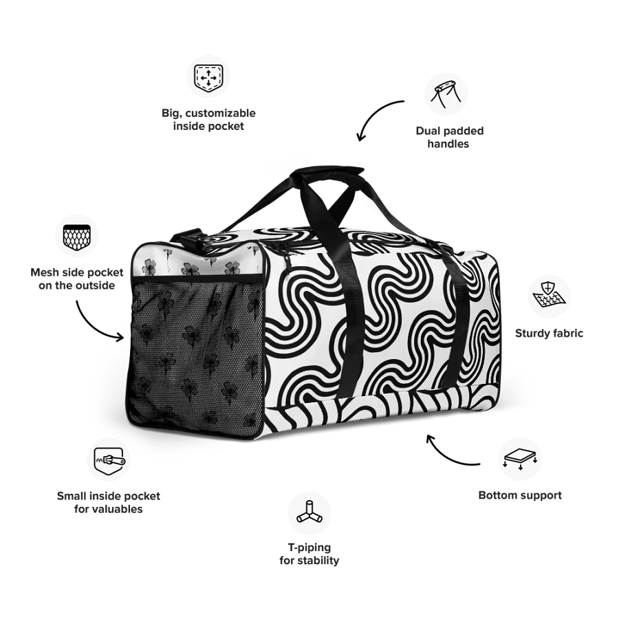Monochrome Waves Duffel Bag product image (4)