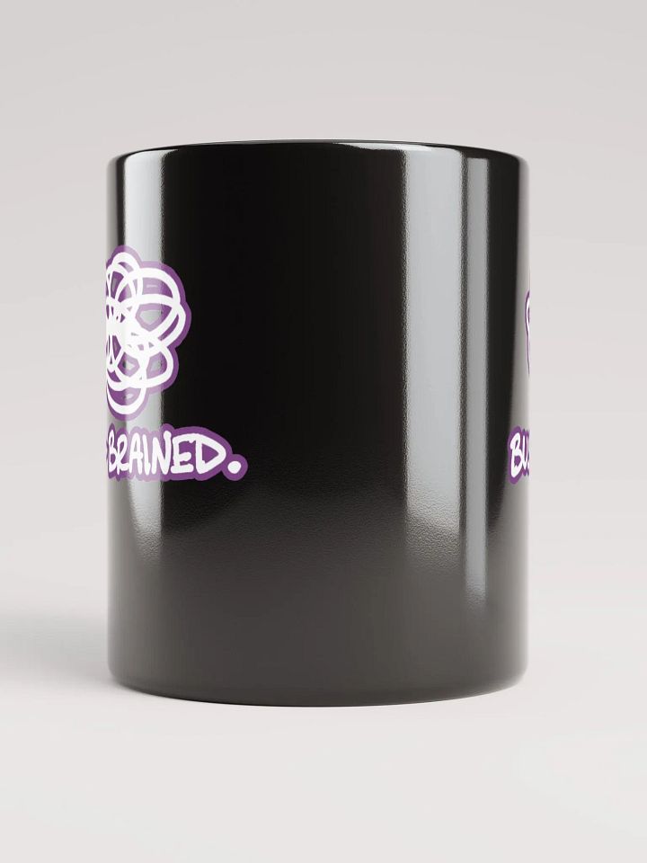 *not* mentally linear (lined design, #763D7D) glossy black mug product image (4)