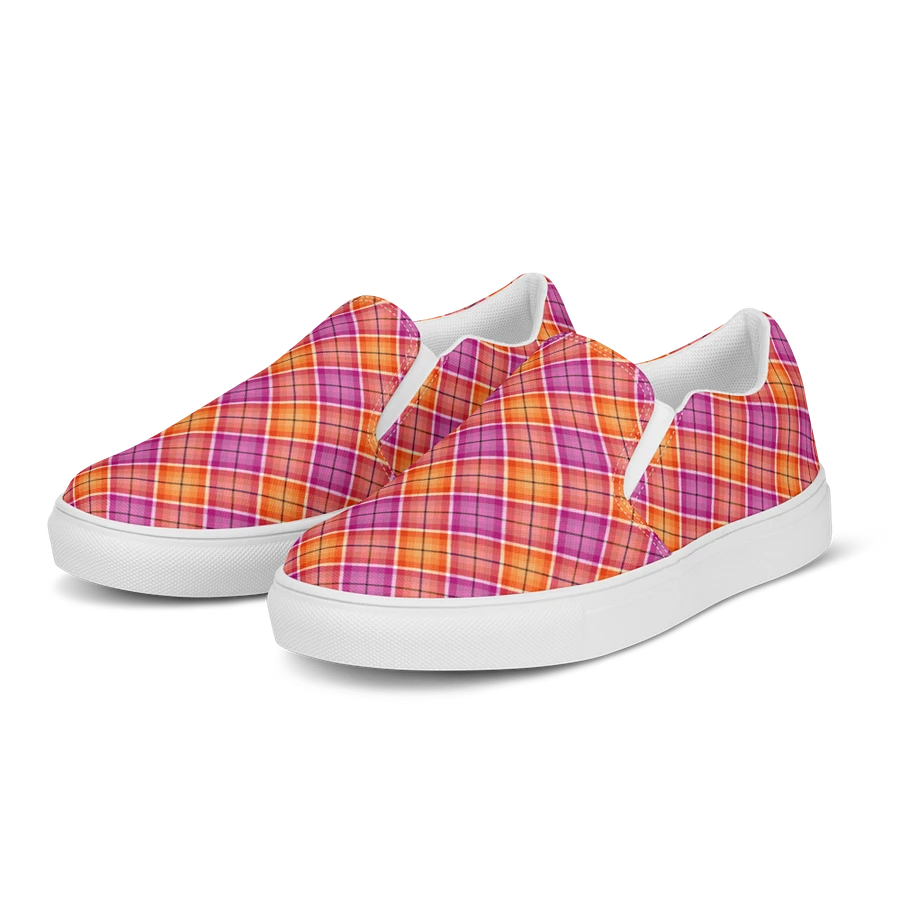 Bright Orange and Pink Plaid Women's Slip-On Shoes product image (3)