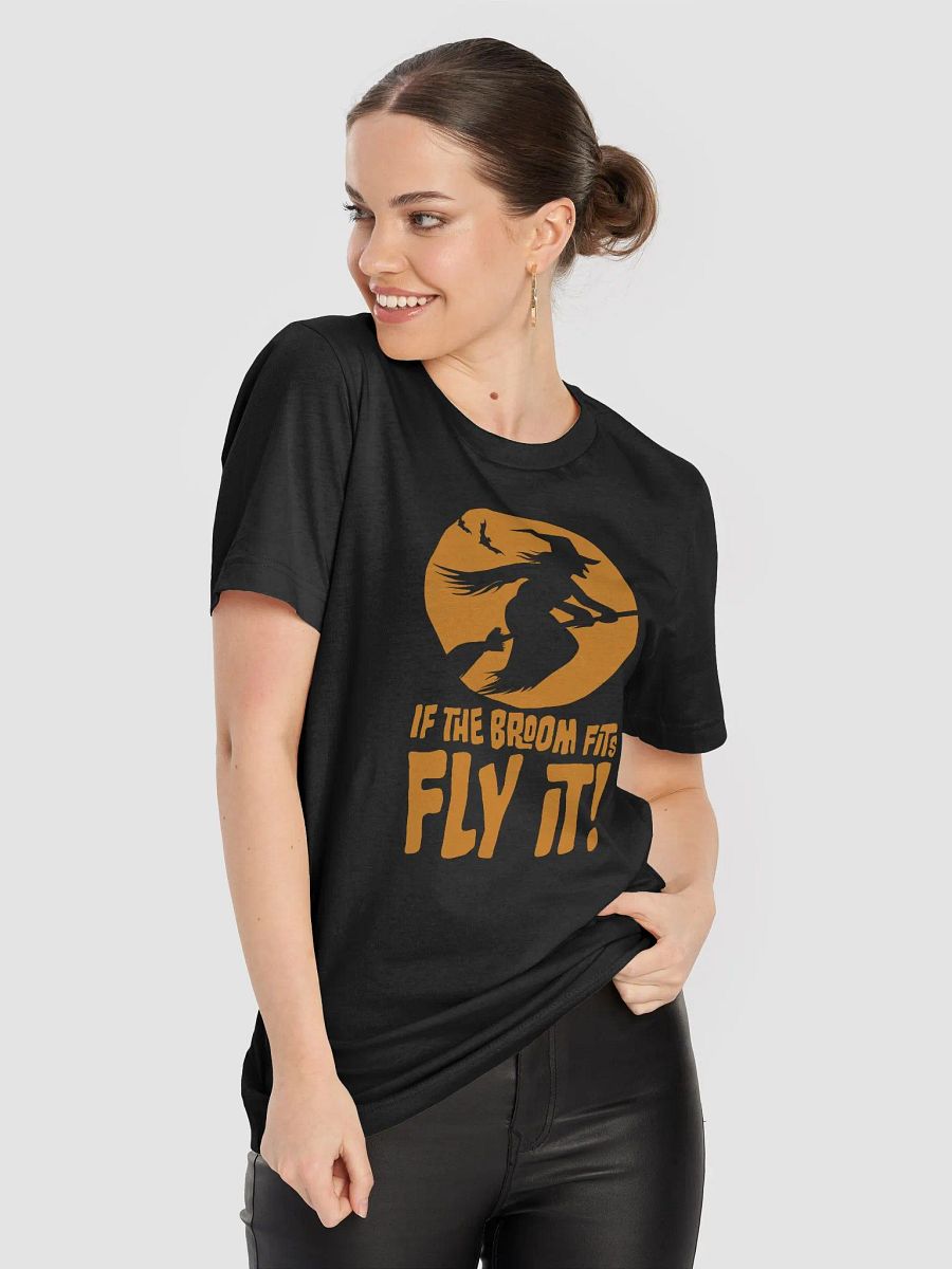 If the Broom Fits Ride it T-Shirt | Halloween Witch Costume Tee | Retro Spooky Fall Apparel. product image (5)