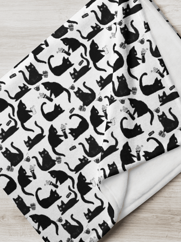 Bad Cats Knocking Stuff Over Throw Blanket product image (4)