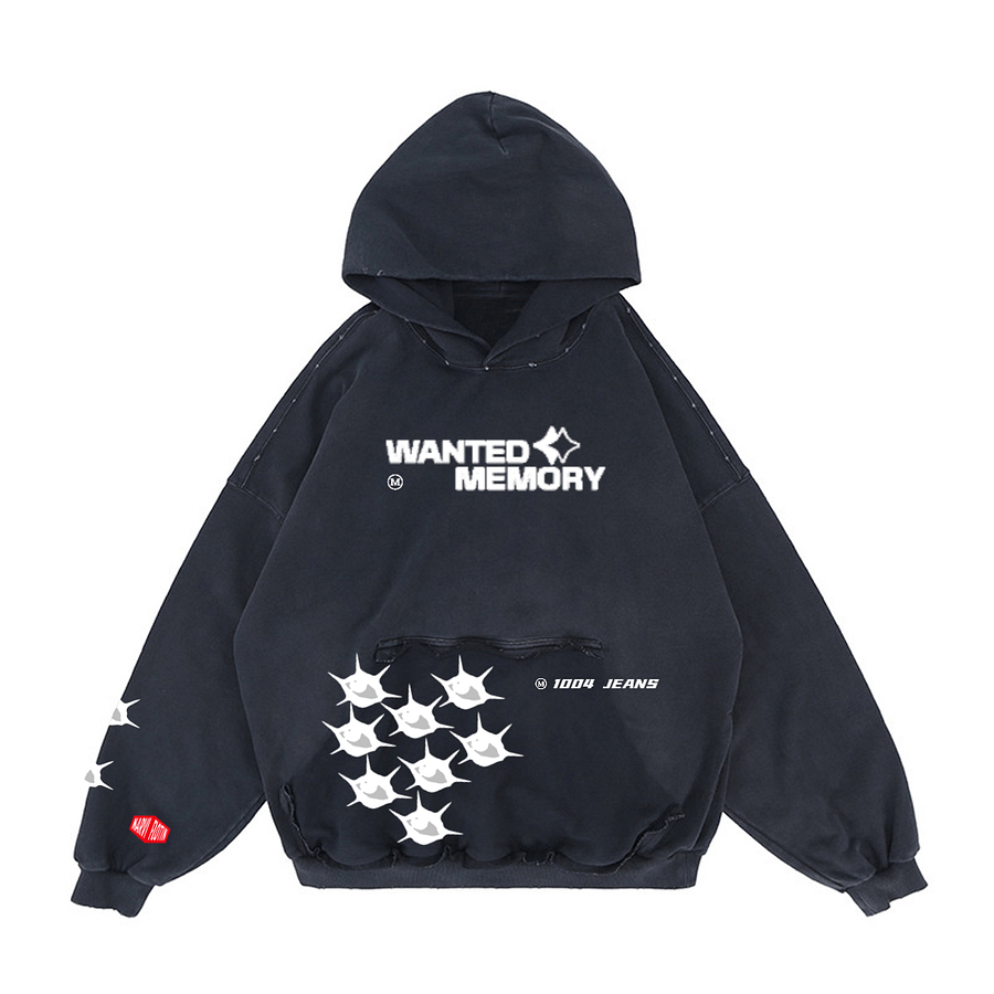 WANTED MEMORY®/NARVI FLOTIN® DISTRESSED HOODIE product image (2)