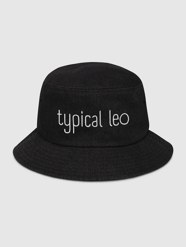 Typical Leo White on Black Denim Bucket Hat product image (1)