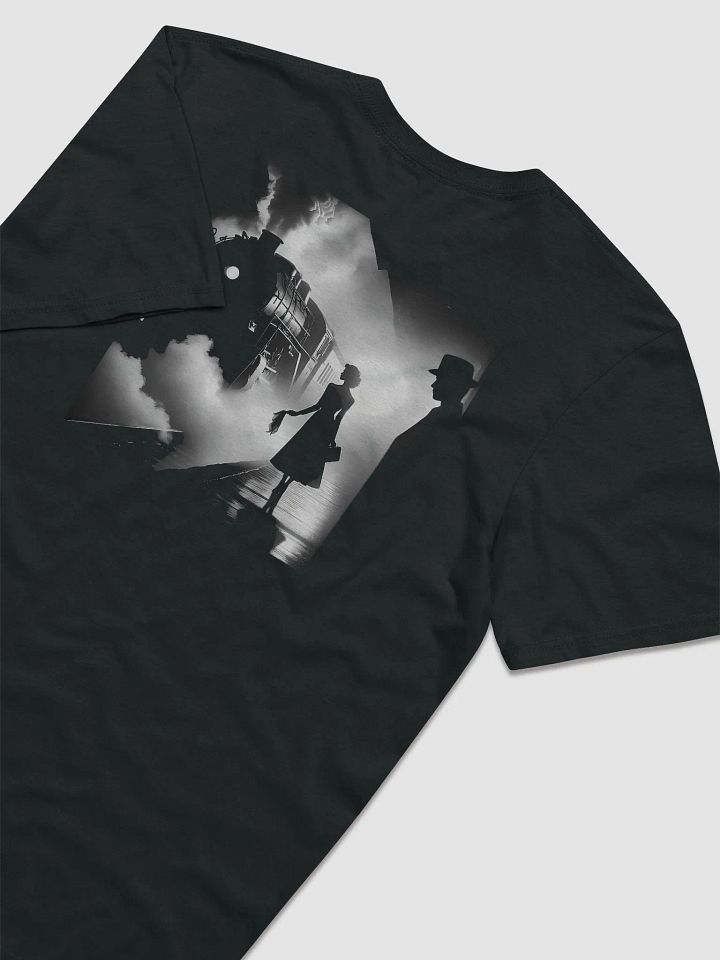 Steamy Departure: Love's Embrace at the Train's Edge (Front Print Womens Tee) product image (2)