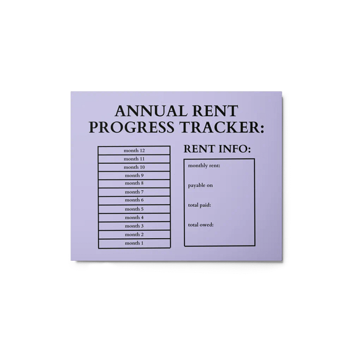 HIGHFALUTIN ANNUAL RENT TRACKER (black design 10) product image (1)