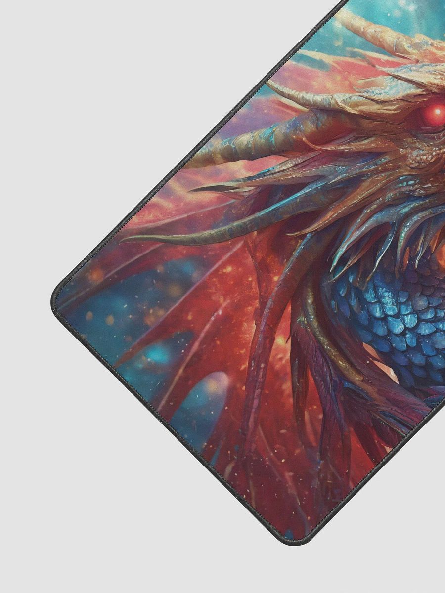Close up of mystic dragon, like a phoenix, red and blue colors illustration-Gaming Desk Mat 15.5